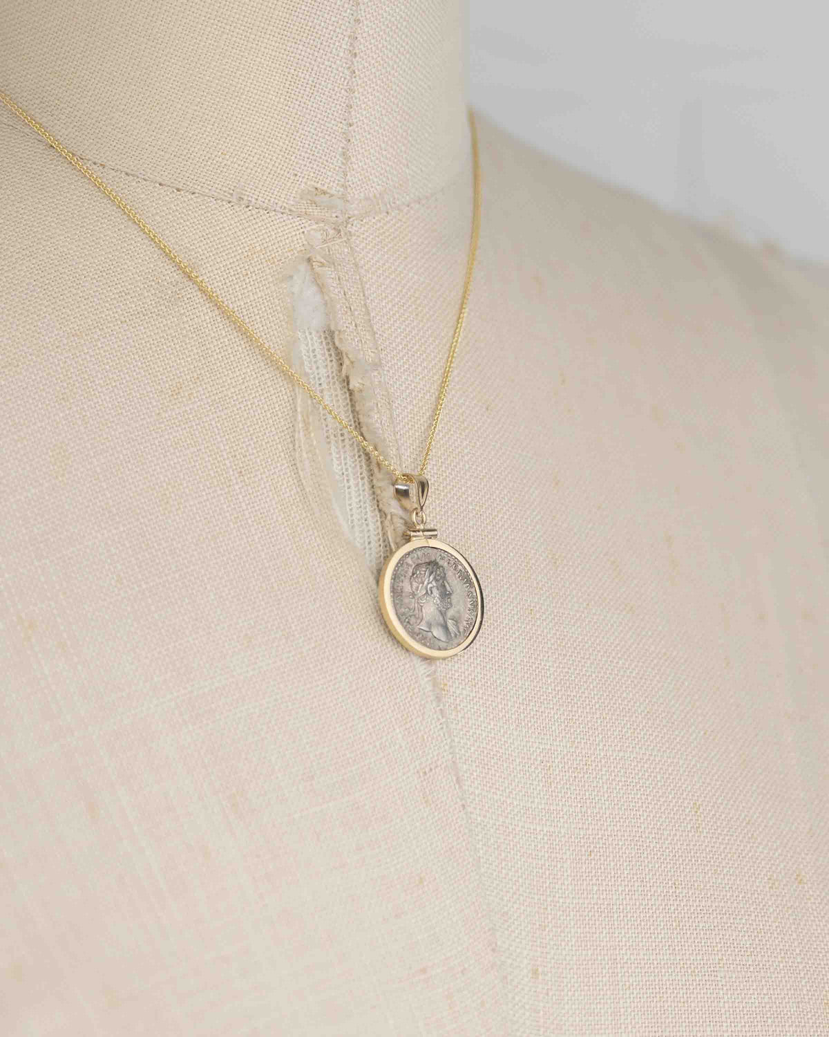 14k Gold Genuine Ancient Roman Coin Necklace (Hadrian;  117-138 A.D.)