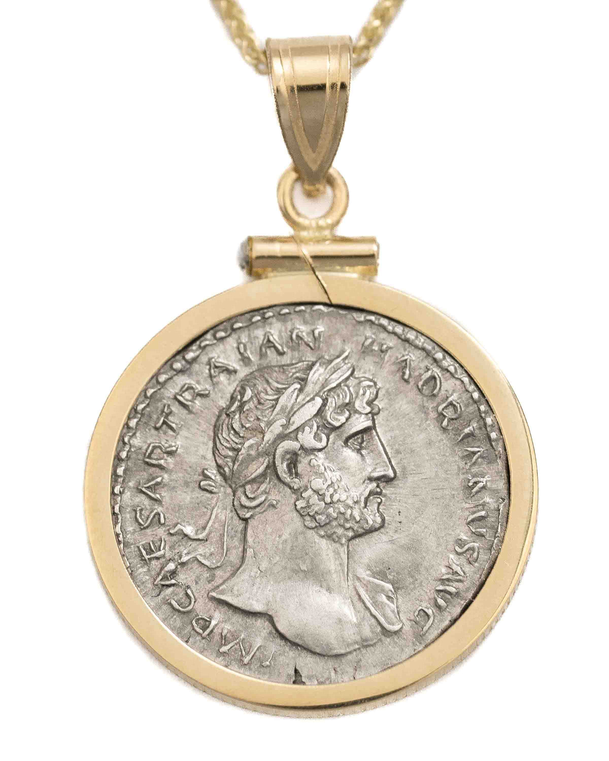 14k Gold Genuine Ancient Roman Coin Necklace (Hadrian;  117-138 A.D.)