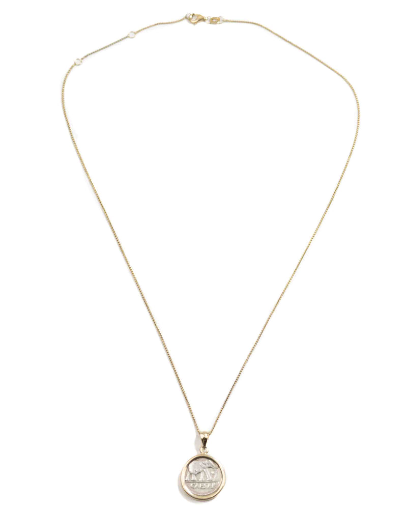 14k Gold Genuine Ancient Greek Coin Necklace (Julius Caesar; 49-44 B.C.)