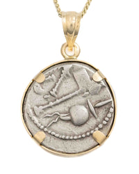 14k Gold Genuine Ancient Greek Coin Necklace (Julius Caesar; 49-44 B.C.)