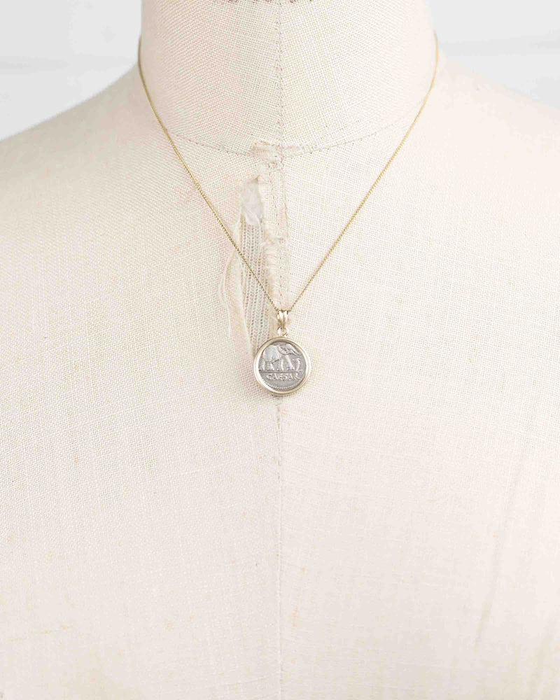 14k Gold Genuine Ancient Greek Coin Necklace (Julius Caesar; 49-44 B.C.)