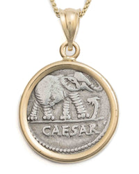 14k Gold Genuine Ancient Greek Coin Necklace (Julius Caesar; 49-44 B.C.)