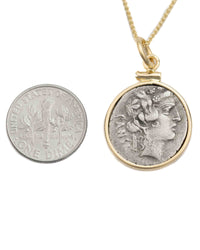 14k Gold Genuine Ancient Roman Coin Necklace (Liber/Dionysus; 48 B.C.)