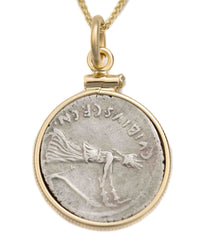 14k Gold Genuine Ancient Roman Coin Necklace (Liber/Dionysus; 48 B.C.)