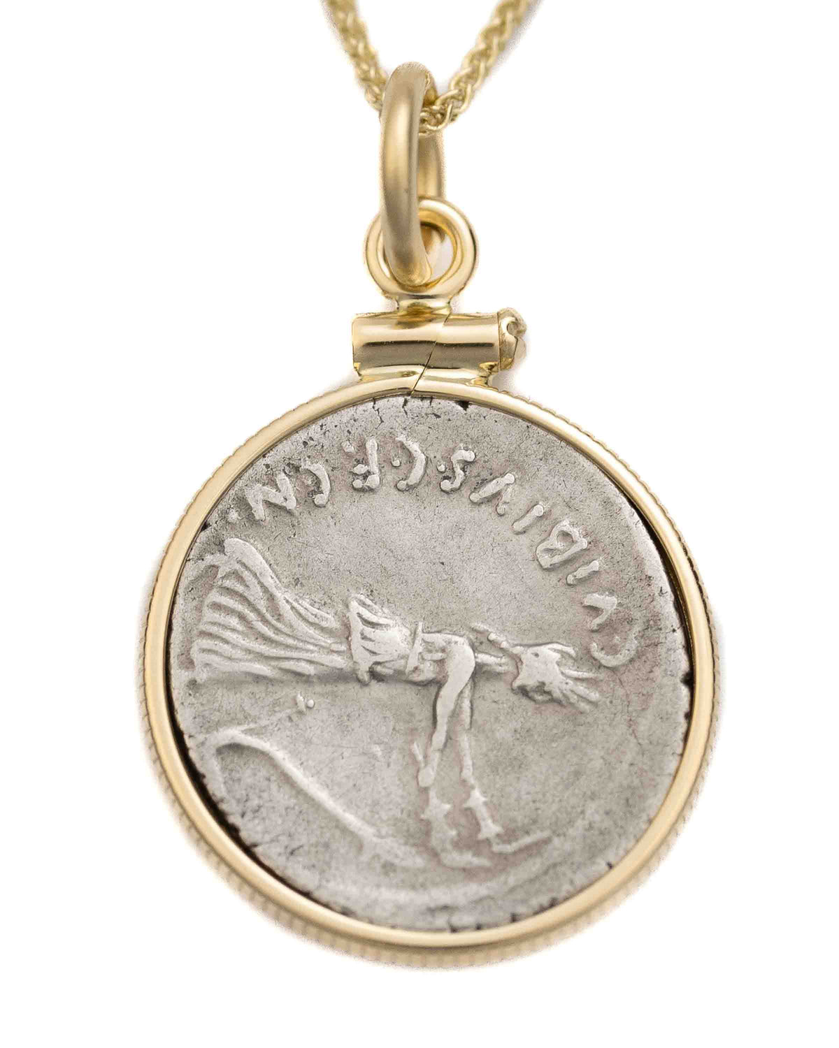 14k Gold Genuine Ancient Roman Coin Necklace (Liber/Dionysus; 48 B.C.)