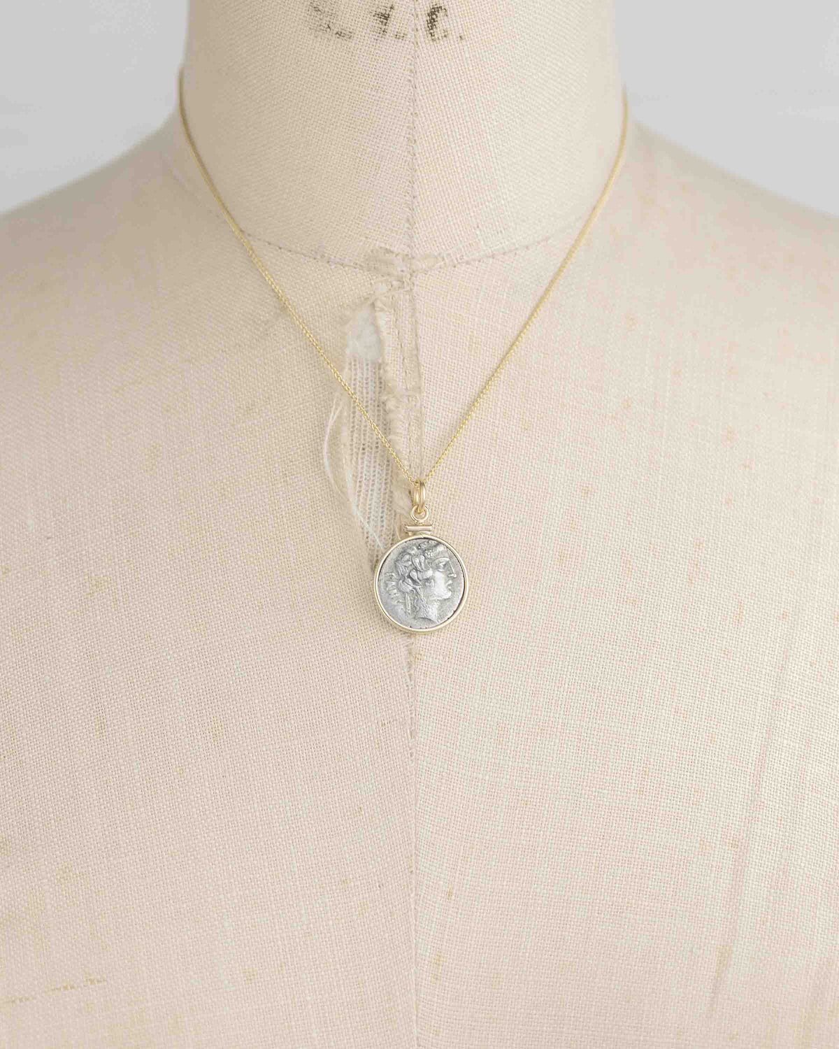 14k Gold Genuine Ancient Roman Coin Necklace (Liber/Dionysus; 48 B.C.)