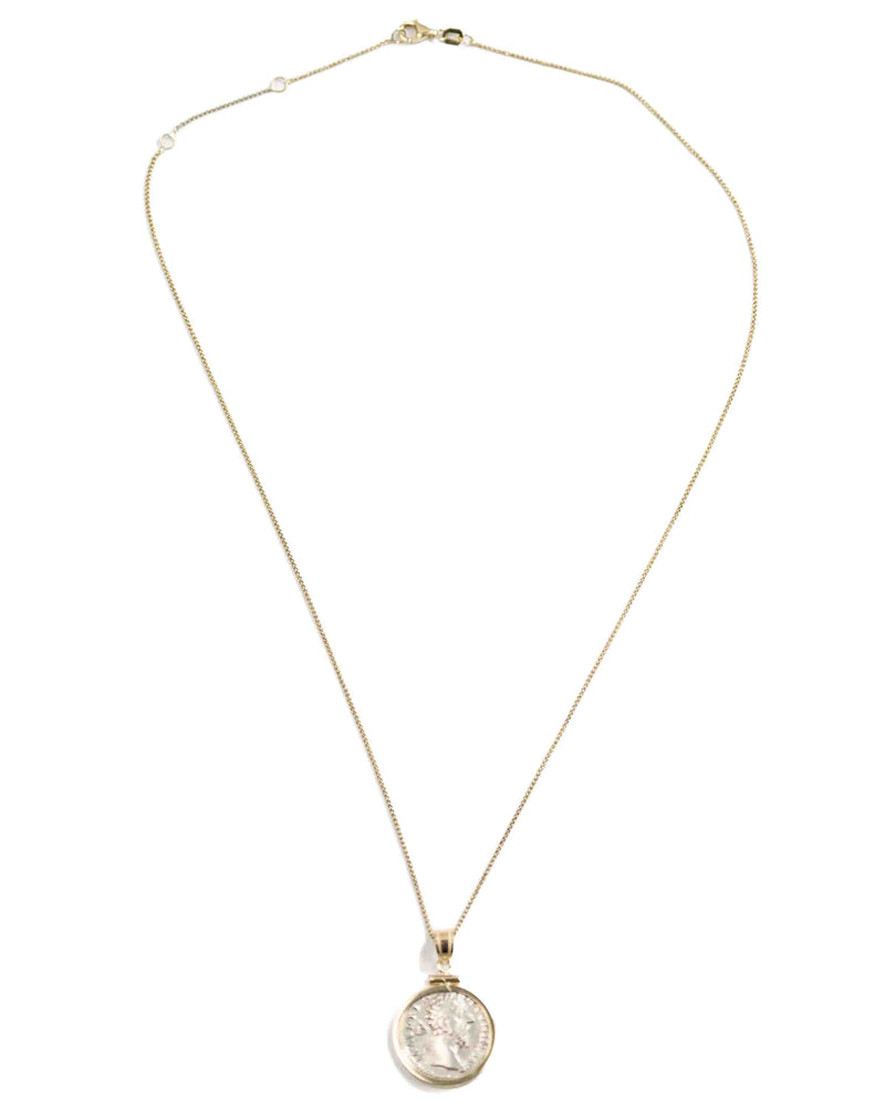 14k Gold Genuine Ancient Roman Coin Necklace (Marcus Aurelius; 161-180 A.D.)