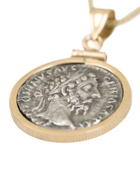 14k Gold Genuine Ancient Roman Coin Necklace (Marcus Aurelius; 161-180 A.D.)