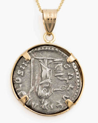 14k Gold Genuine Ancient Roman Coin Necklace (Marcus Aurelius; 161-180 A. D.)