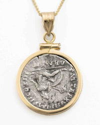 14k Gold Genuine Ancient Roman Coin Necklace (Marcus Aurelius; 161-180 A.D.)