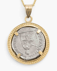 14k Gold Genuine Ancient Roman Coin Necklace (Marcus Aurelius; 161-180 A.D.)