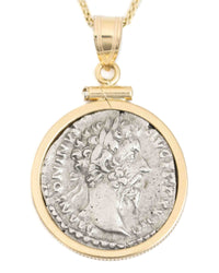 14k Gold Genuine Ancient Roman Coin Necklace (Marcus Aurelius; 161-180 A.D.)