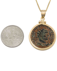 14k Gold Genuine Ancient Roman Coin Necklace (Maximianus; 295-299 A.D.)