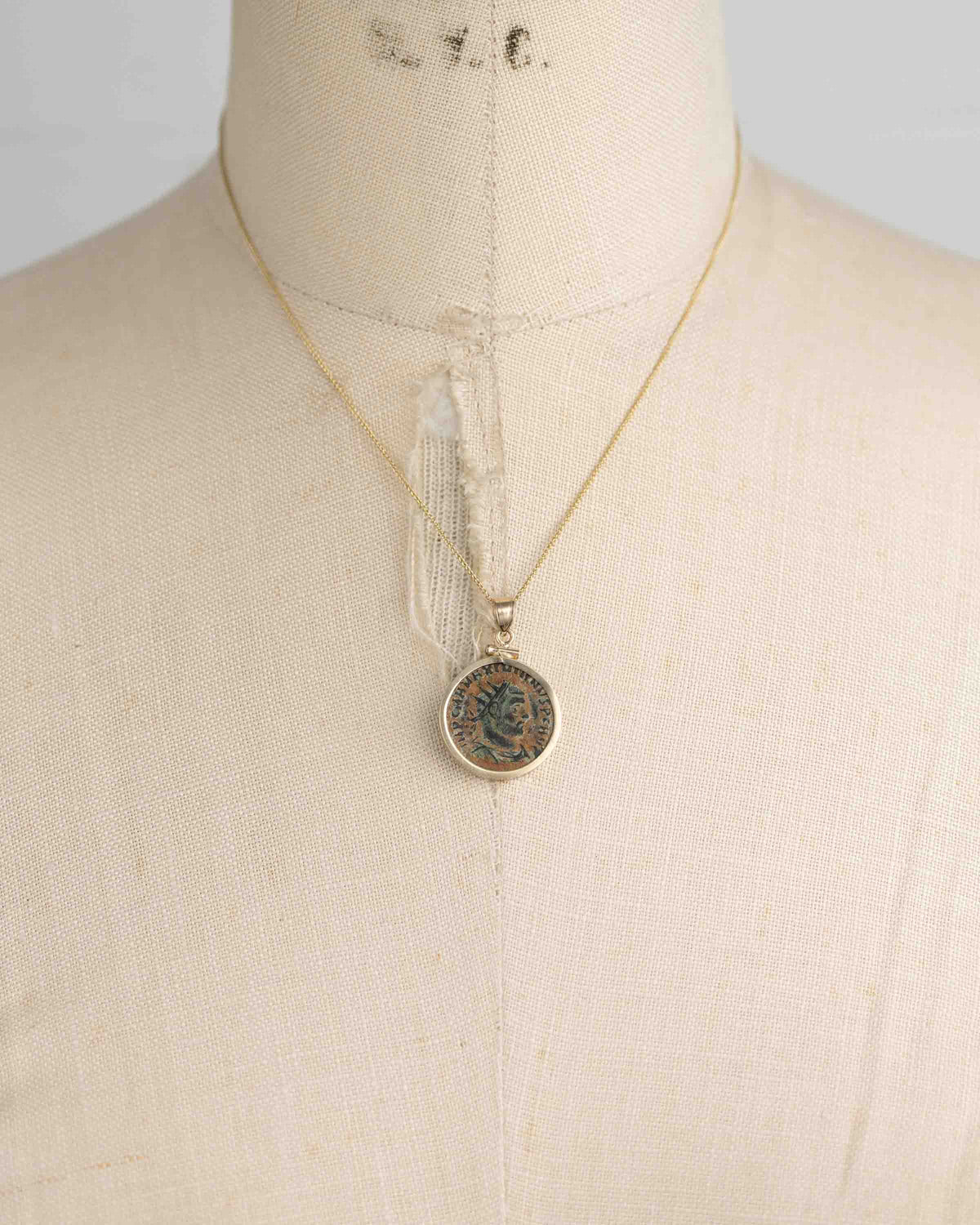 14k Gold Genuine Ancient Roman Coin Necklace (Maximianus; 295-299 A.D.)