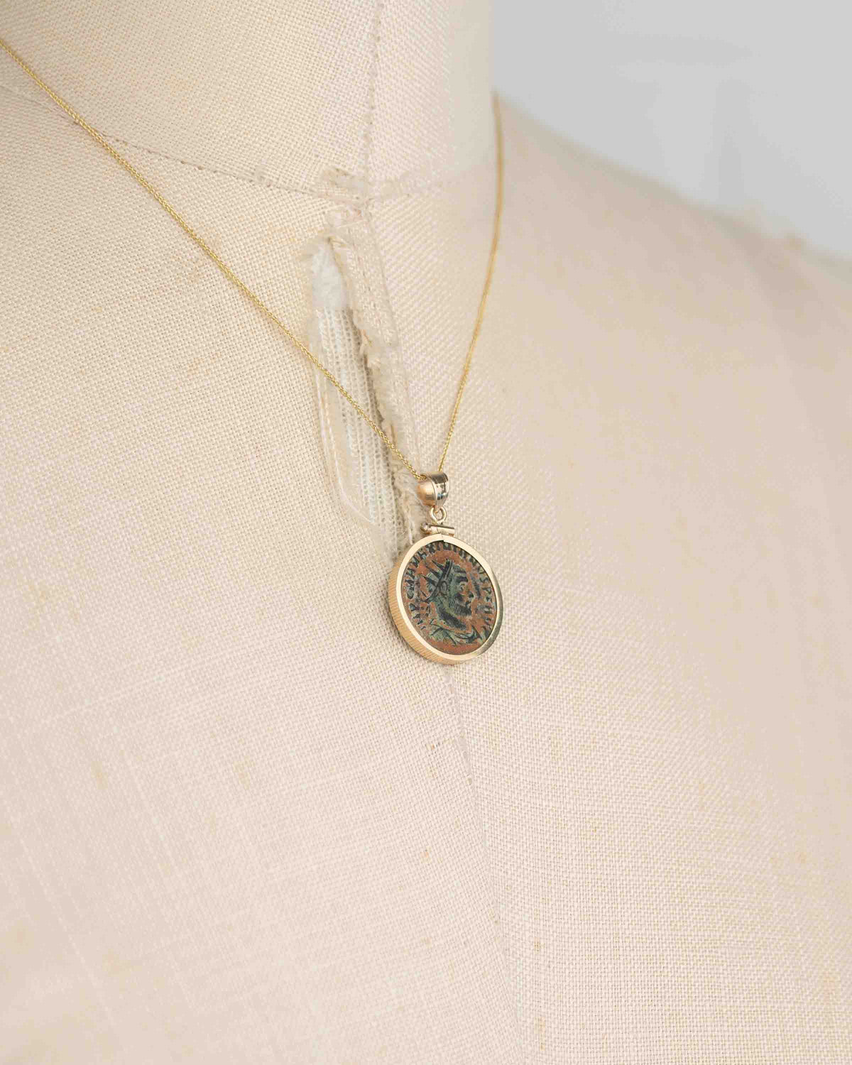 14k Gold Genuine Ancient Roman Coin Necklace (Maximianus; 295-299 A.D.)