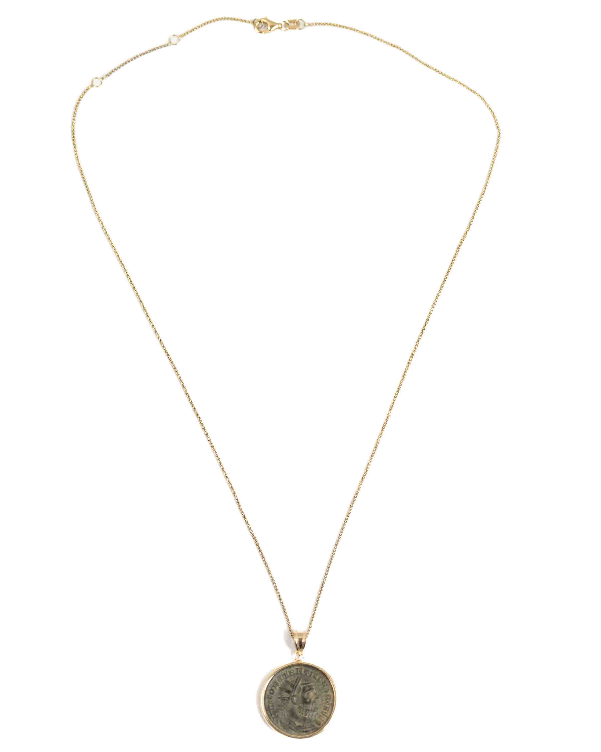 10k Gold Genuine Ancient Roman Coin Necklace (Constantius I; 293-305 A.D.)