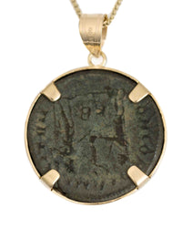 10k Gold Genuine Ancient Roman Coin Necklace (Constantius I; 293-305 A.D.)
