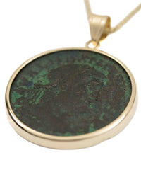 14k Gold Genuine Ancient Roman Coin Necklace (Maximinus II; 310-313 A.D.)