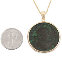 14k Gold Genuine Ancient Roman Coin Necklace (Maximinus II; 310-313 A.D.)