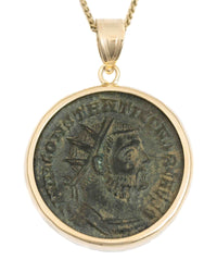 10k Gold Genuine Ancient Roman Coin Necklace (Constantius I; 293-305 A.D.)
