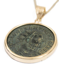 10k Gold Genuine Ancient Roman Coin Necklace (Constantius I; 293-305 A.D.)