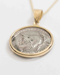 14k Gold Genuine Ancient Roman Coin Necklace (Minerva; 100 B.C.)