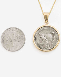 14k Gold Genuine Ancient Roman Coin Necklace (Minerva; 100 B.C.)