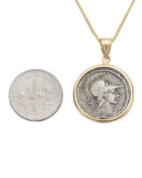 14k Gold Genuine Ancient Roman Coin Necklace (Minerva; 46 B.C.)