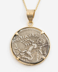 14k Gold Genuine Ancient Roman Coin Necklace (Minerva; 100 B.C.)