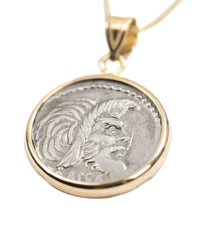 14k Gold Genuine Ancient Roman Coin Necklace (Pan; 48 B.C.)