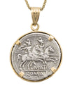 14k Gold Genuine Ancient Roman Coin Necklace (Roma; 148 B.C.)