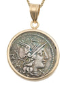 14k Gold Genuine Ancient Roman Coin Necklace (Roma; 148 B.C.)