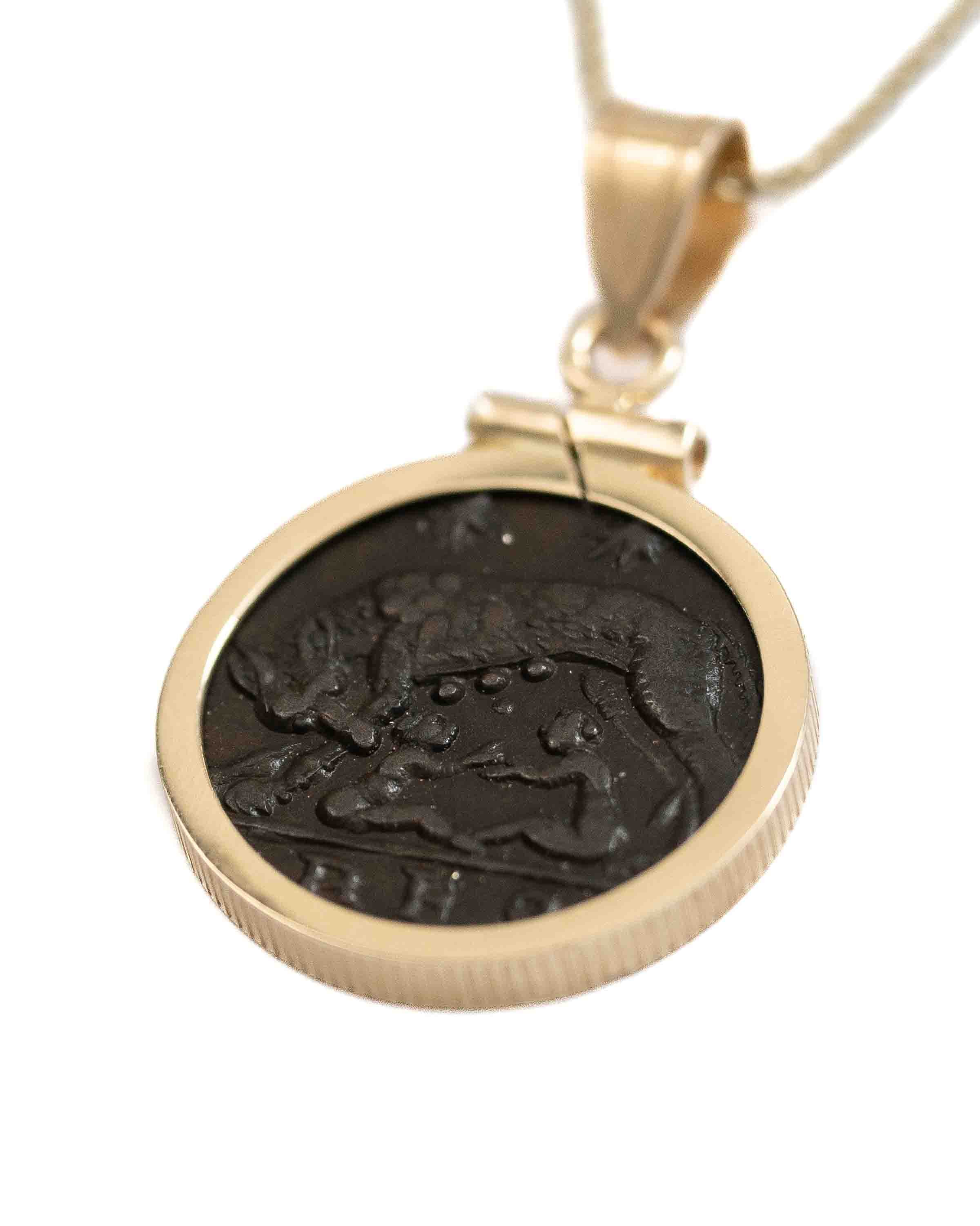 14k Gold Genuine Ancient Constantinople Commemorative Coin Necklace (330-354 A.D.)