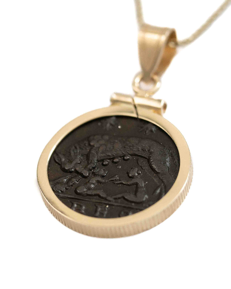 14k Gold Genuine Ancient Constantinople Commemorative Coin Necklace (330-354 A.D.)