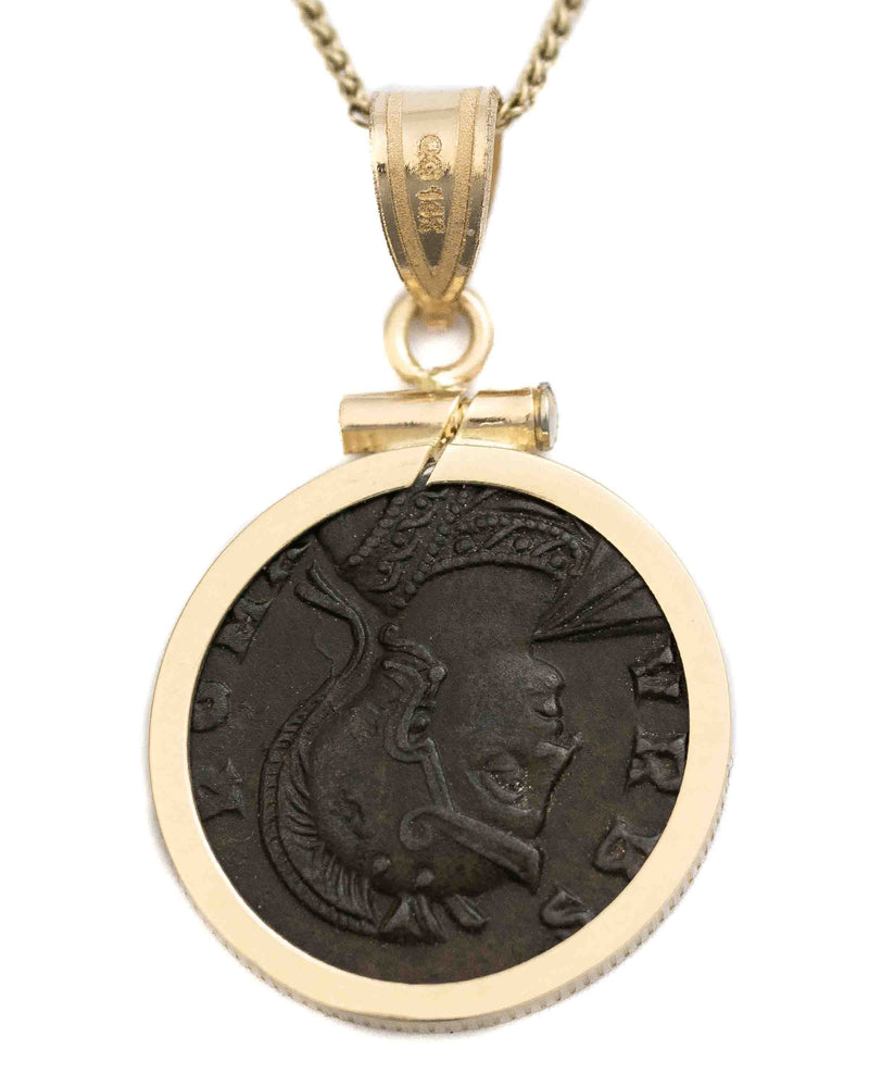 14k Gold Genuine Ancient Constantinople Commemorative Coin Necklace (330-354 A.D.)