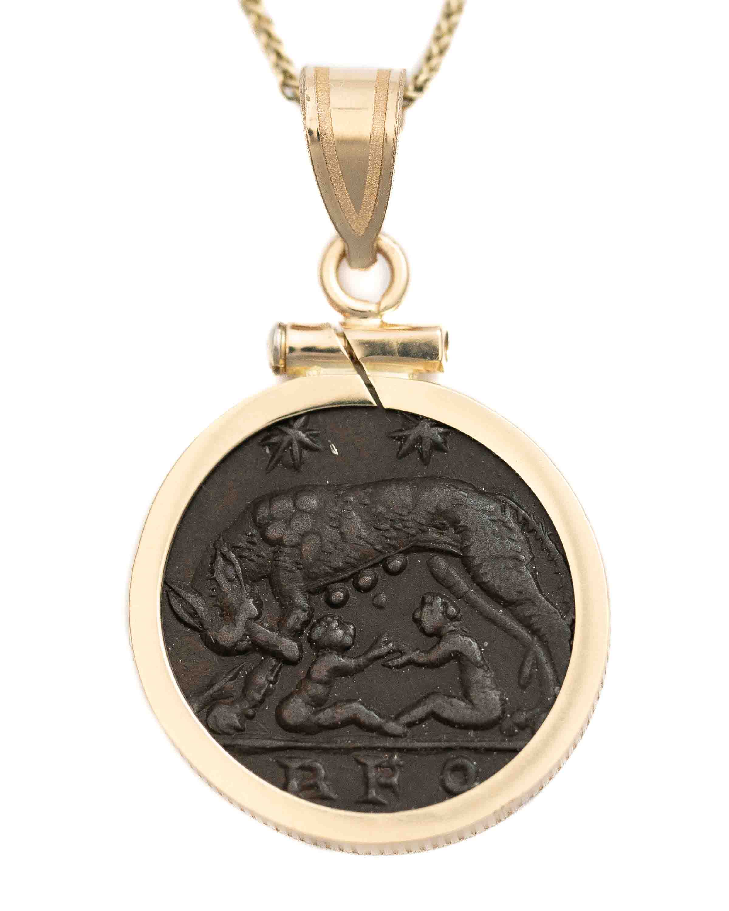 14k Gold Genuine Ancient Constantinople Commemorative Coin Necklace (330-354 A.D.)