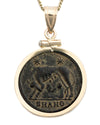 14k Gold Genuine Ancient Constantinople Commemorative Coin Necklace (Romulus & Remus; 330-354 A.D.)