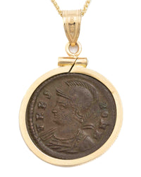 14k Gold Genuine Ancient Constantinople Commemorative Coin Necklace (Romulus & Remus; 307-337 A.D.)