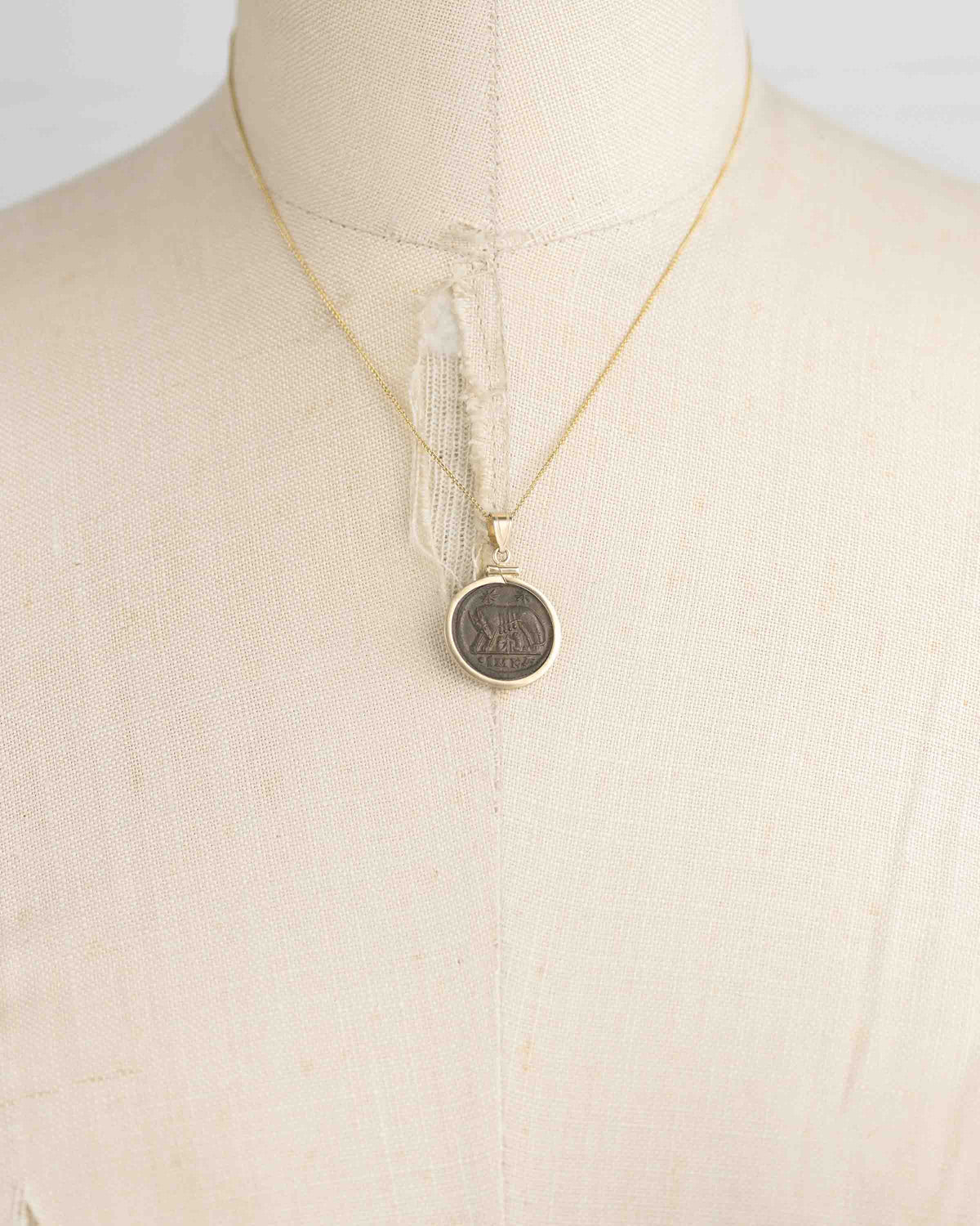 14k Gold Genuine Ancient Constantinople Commemorative Coin Necklace (Romulus & Remus; 307-337 A.D.)