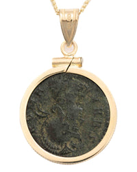 14k Gold Genuine Ancient Constantinople Commemorative Coin Necklace (Romulus & Remus; 307-337 A.D.)