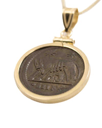 14k Gold Genuine Ancient Constantinople Commemorative Coin Necklace (Romulus & Remus; 307-337 A.D.)
