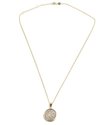 14k Gold Genuine Ancient Roman Coin Necklace (Saturn; 100 B.C.)