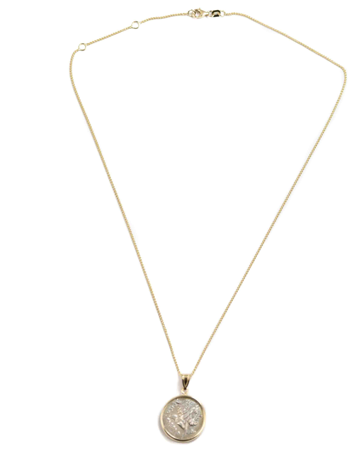 14k Gold Genuine Ancient Roman Coin Necklace (Saturn; 100 B.C.)