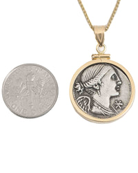 14k Gold Genuine Ancient Roman Coin Necklace (Winged Victory; 108 B.C.)