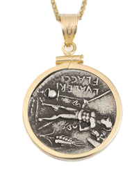 14k Gold Genuine Ancient Roman Coin Necklace (Winged Victory; 108 B.C.)