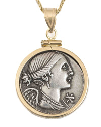 14k Gold Genuine Ancient Roman Coin Necklace (Winged Victory; 108 B.C.)