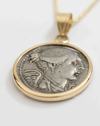 14k Gold Genuine Ancient Roman Coin Necklace (Winged Victory; 108 B.C.)