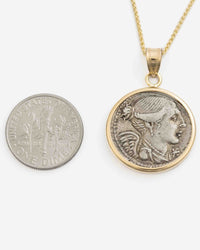 14k Gold Genuine Ancient Roman Coin Necklace (Winged Victory; 108 B.C.)