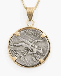 14k Gold Genuine Ancient Roman Coin Necklace (Winged Victory; 108 B.C.)