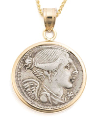 14k Gold Genuine Ancient Roman Coin Necklace (Winged Victory; 108 B.C.)